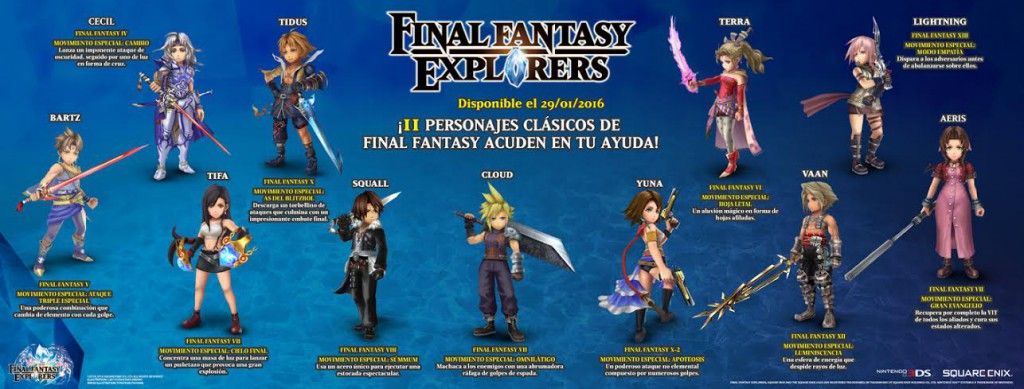 Final Fantasy Explorers infografia